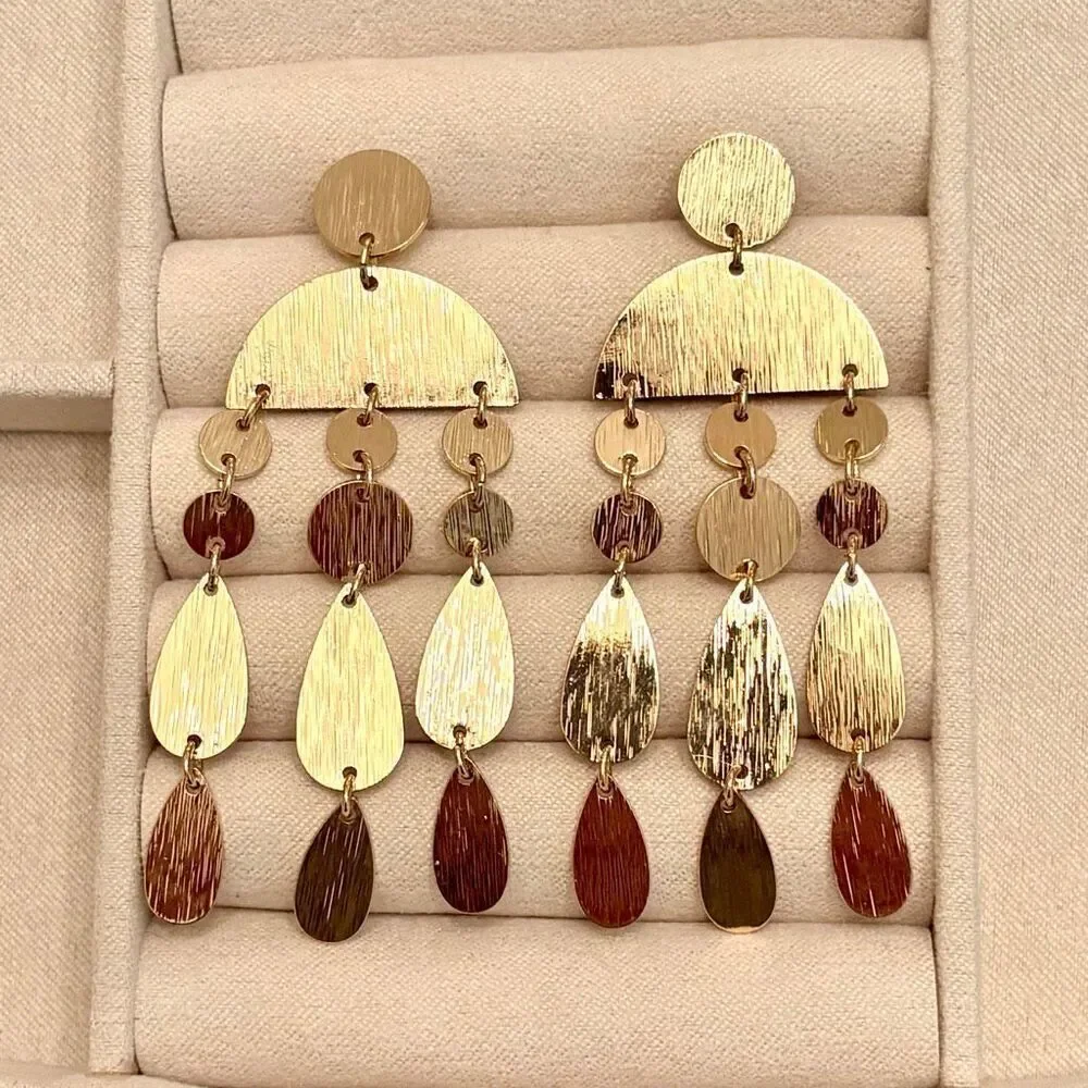 Circle Chandelier Earrings | Gold Tone | 2.75” Length